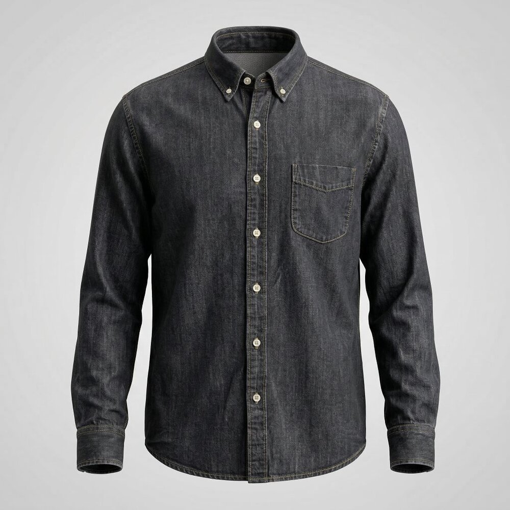 J Crew Denim Shirt‎ Mens Medium Button Down Long Sleeve Classic Gray Wash J7218
